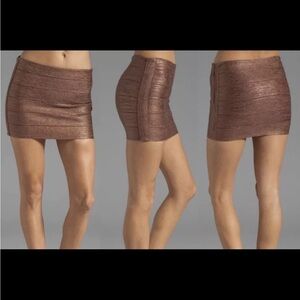 NWT Haute Hippie Bondage Mini Skirt Bronze large $295 new formal sorority